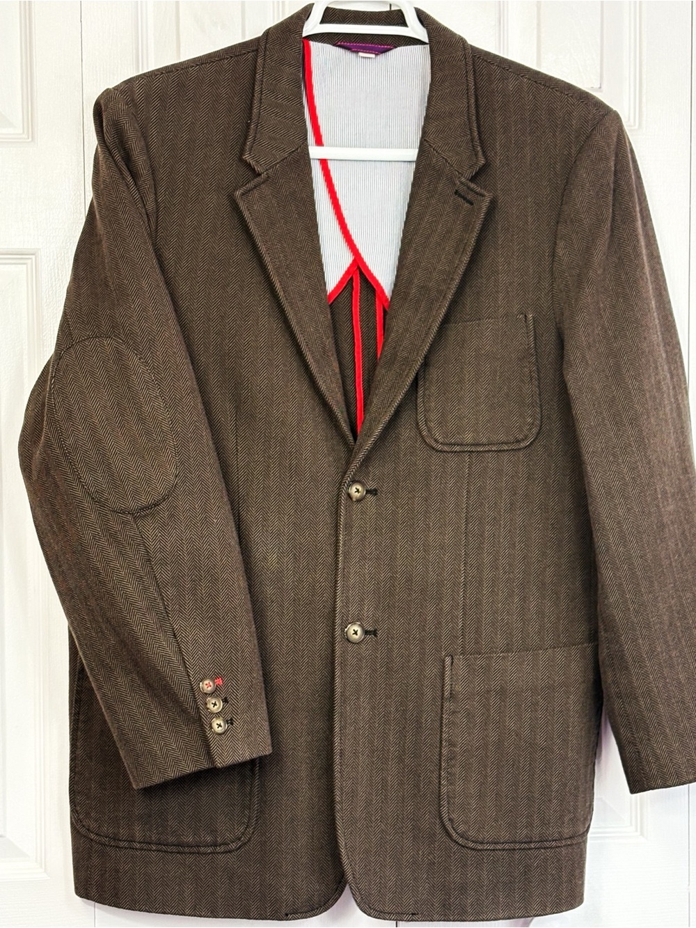 Boden London Men's Brown Herringbone Elbow Patch Sport Coat Blazer 48R